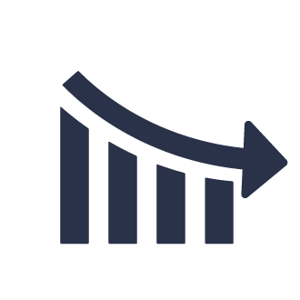 icon graph of an arrow going down to represent reduce risks