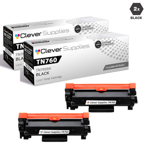 Brother Genuine TN760 2PK High-Yield Black Toner Cartridge Multipack