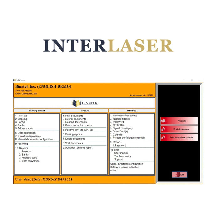 interlaser software logo and main screen snapshot 